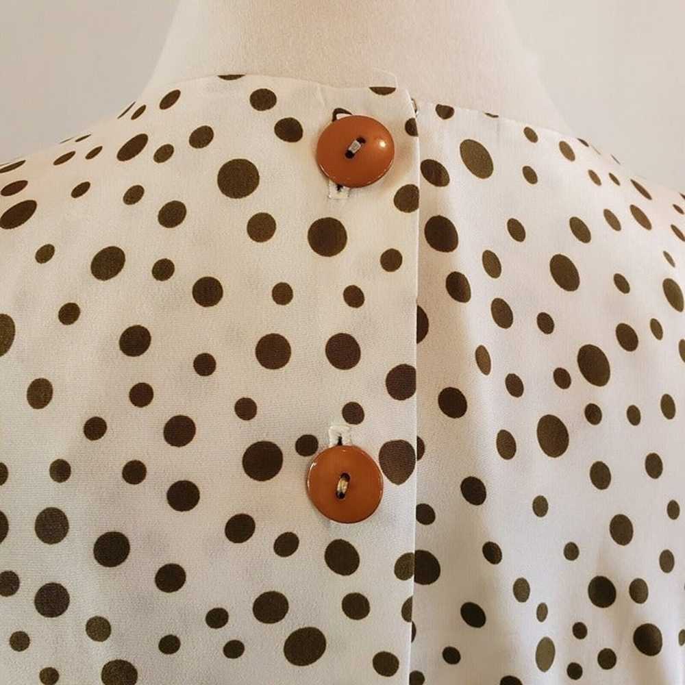 Vintage 80s Polka Dot Belted Midi Dress Shirt Sle… - image 8