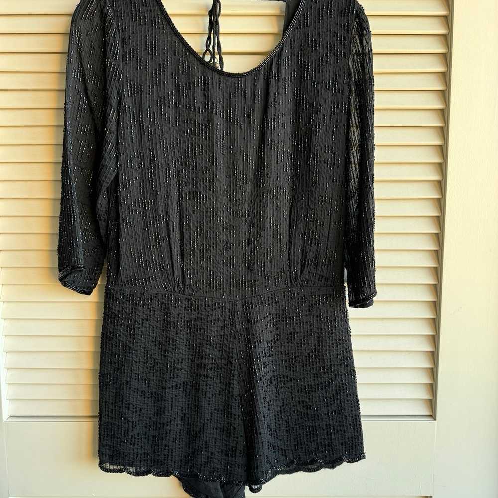 Free People black beaded romper size 4 - image 1