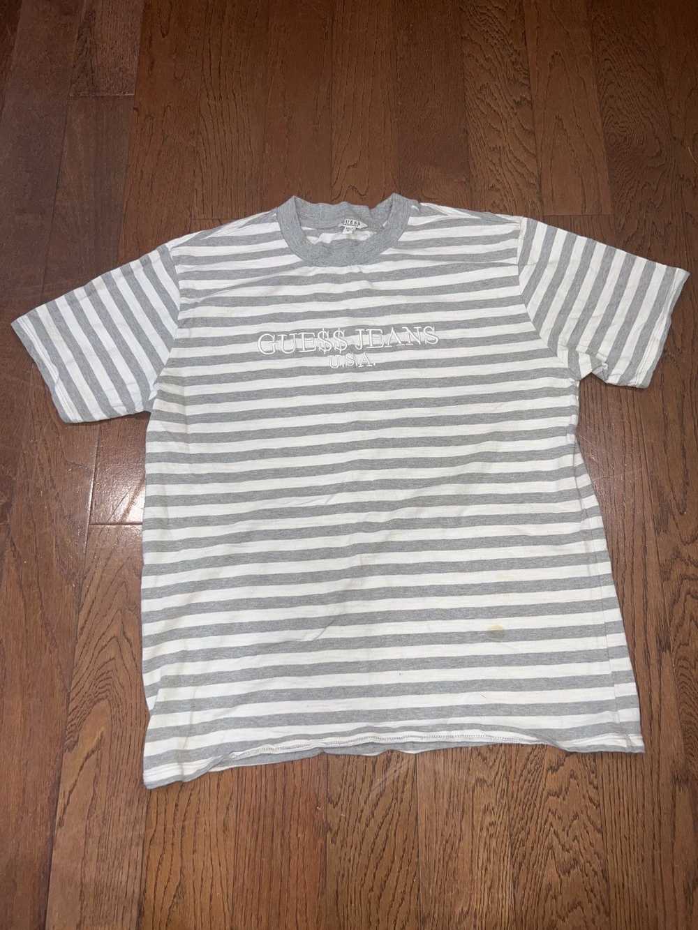 Asap Rocky × Guess GUESS Striped White & Grey T-S… - image 1