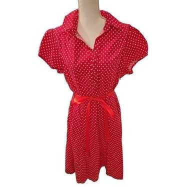 Tropical Wear Red Polka Dot Casual Short Sleeve D… - image 1