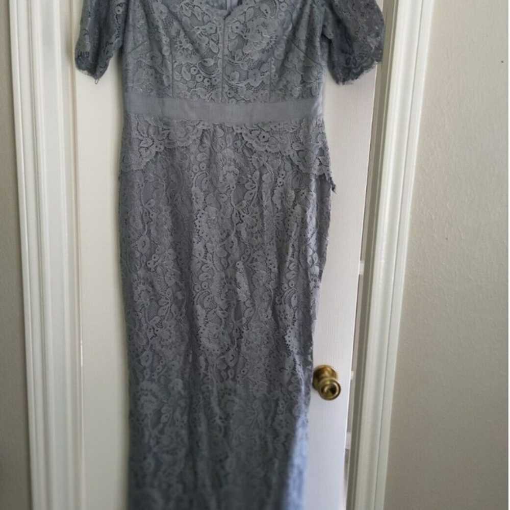 Adrianna Papell Size 12 Gray Evening Dress Lace L… - image 2