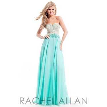 Rachel Allan Bejeweled strapless mint flowly gown