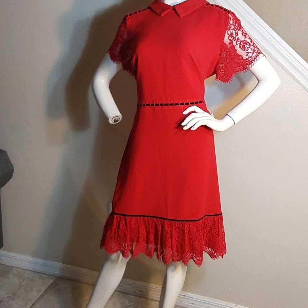 KARL LAGERFELD LITTLE RED LACE DRESS  SIZE 10 - image 2