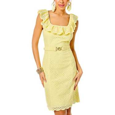 Lilly Pulitzer Ryann Sheath Cotton Dress Eyelet Y… - image 1