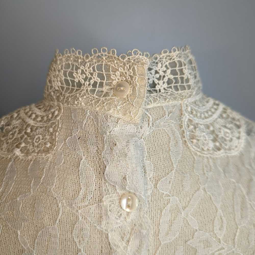 Vintage 70's Victorian Lace Dress Long Sleeve Lin… - image 5