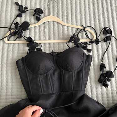 Zimmermann wonderland corset midi dress black
