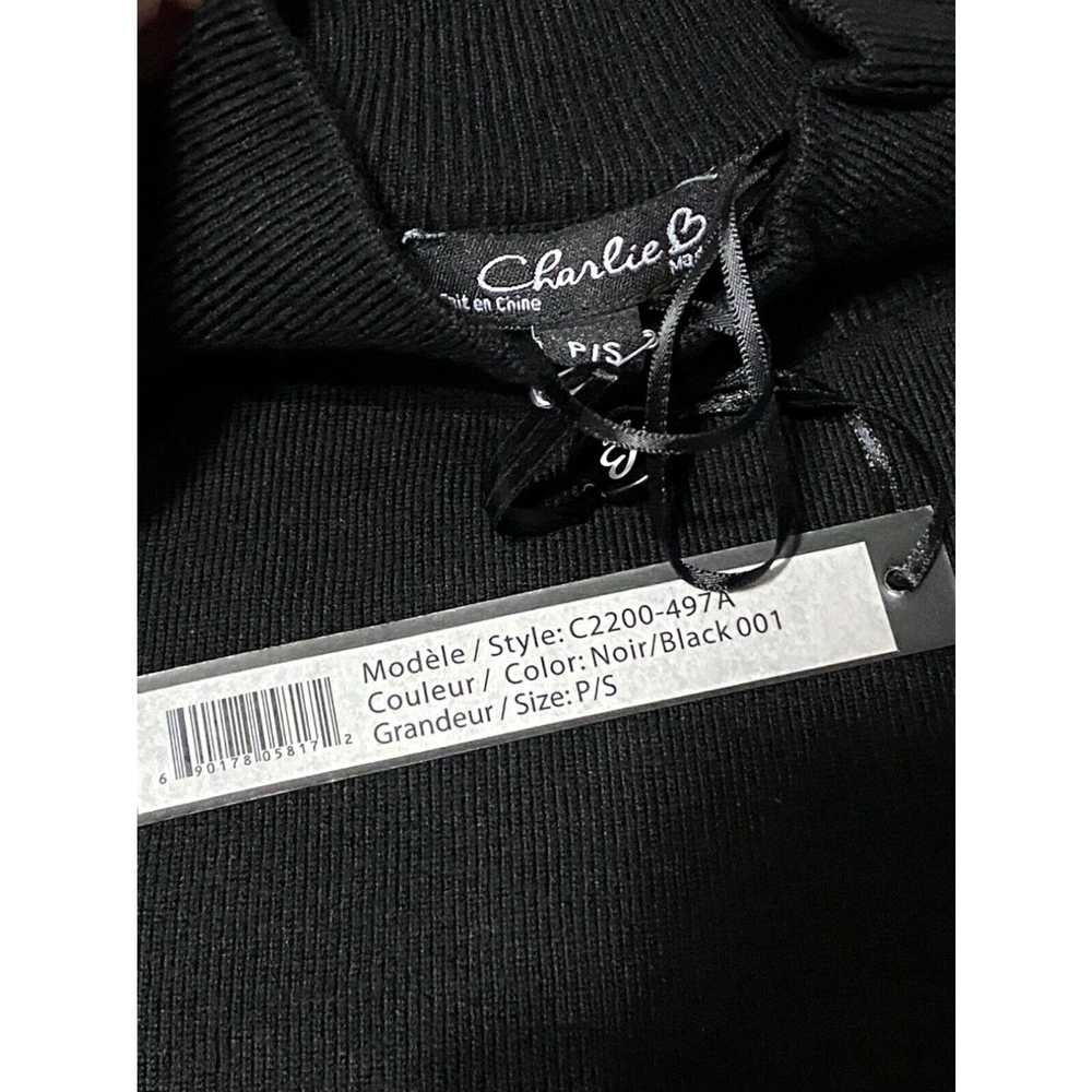 Vintage Charlie B Short Sleeve Sweater Black Mock… - image 3