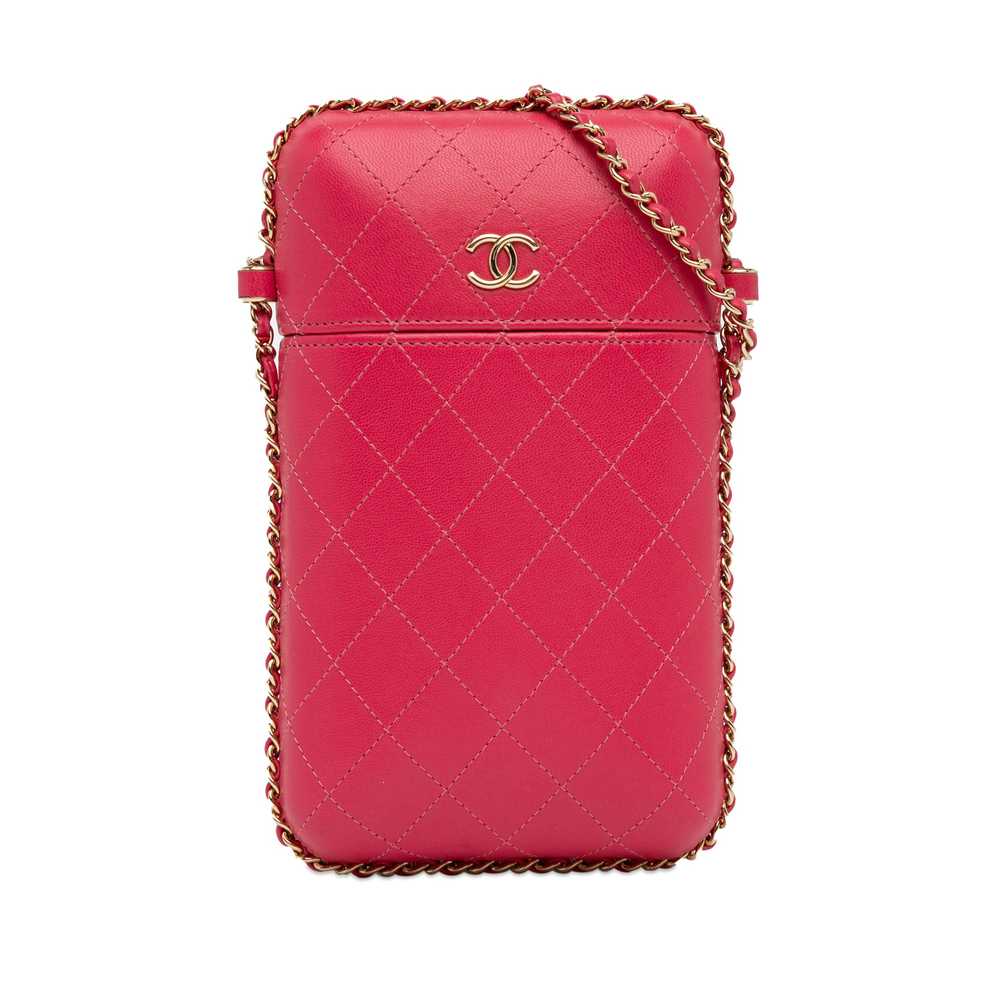 Pink Chanel CC Quilted Calfskin Chain Around Phon… - image 1