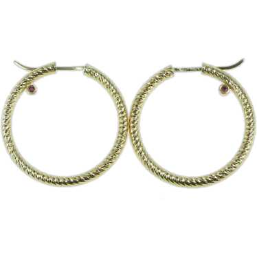 18K Roberto Coin 32mm Woven Hoop Designer Earrings