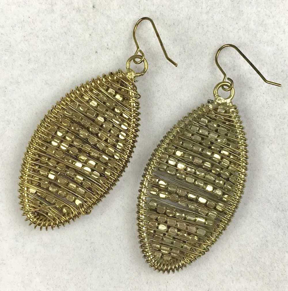 Gold Cut Steel or Brass Beads Teardrop Earrings - image 4