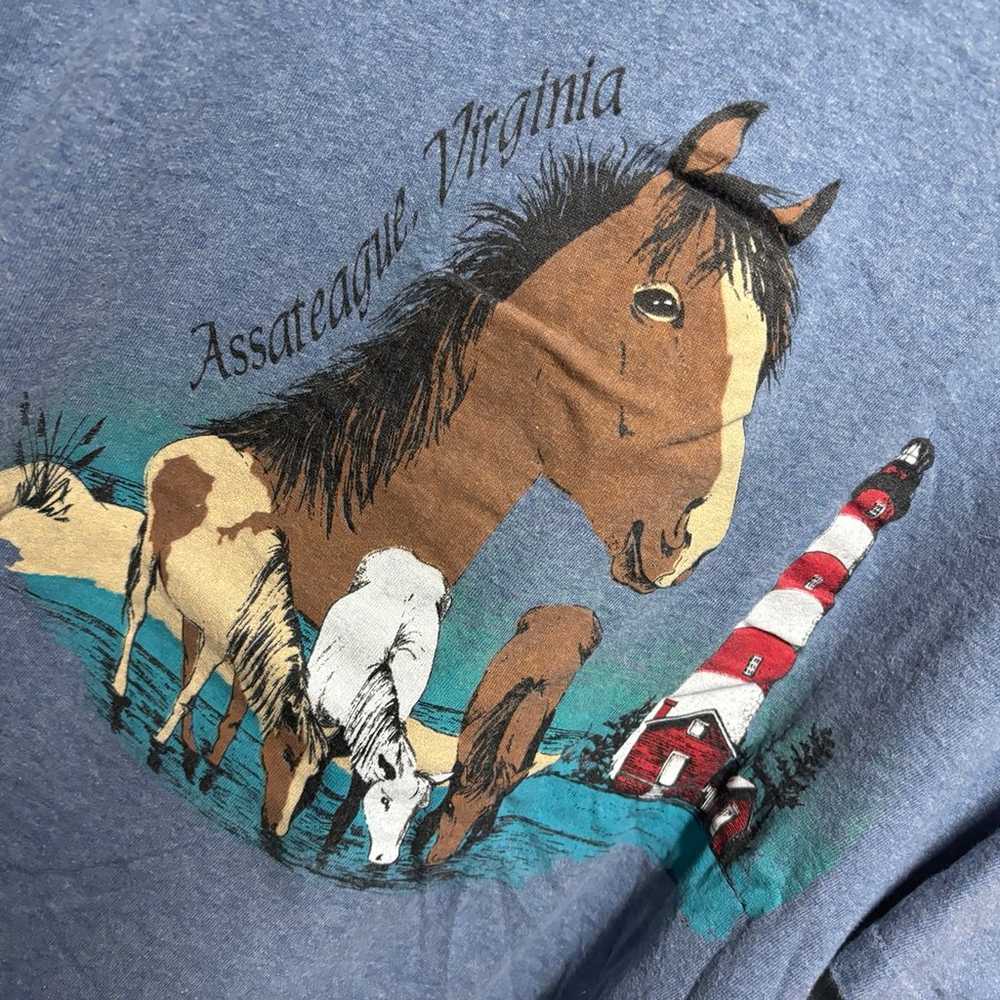 Vintage 1990s Assateague Virginia Horse Graphic T… - image 2