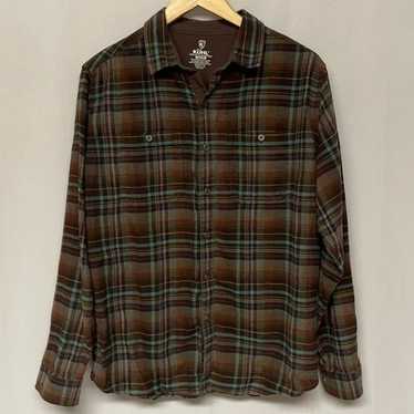 Kuhl Plaid Button Flannel Shirt Brown Men's Medium