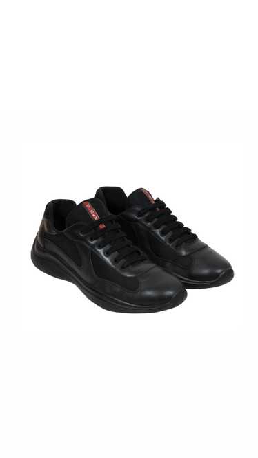 Prada Americas Cup Black Red Leather Sneakers - 01