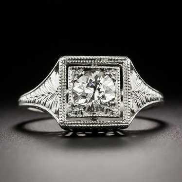 Art Deco .60 Carat Solitaire Diamond Engagement Ri