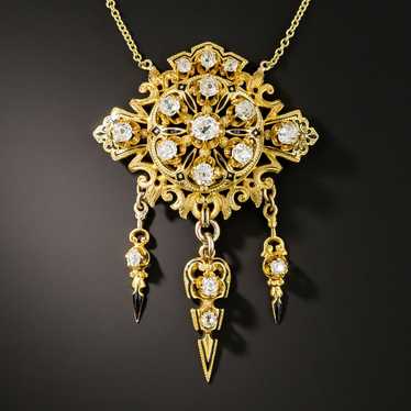 Victorian Diamond and Enamel Pendant