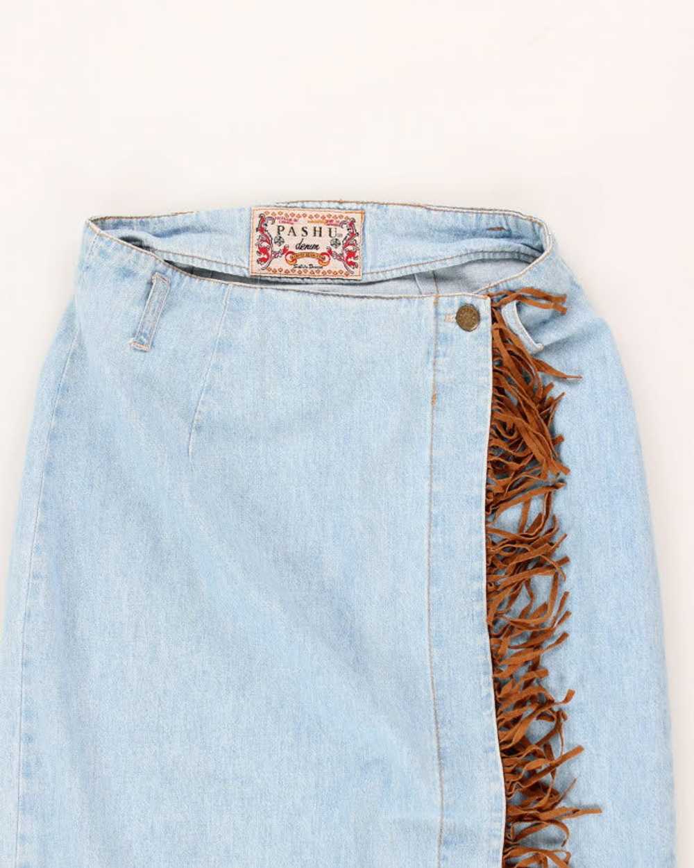 Vintage 90s Pashu Denim Wrap Skirt W27 - image 3