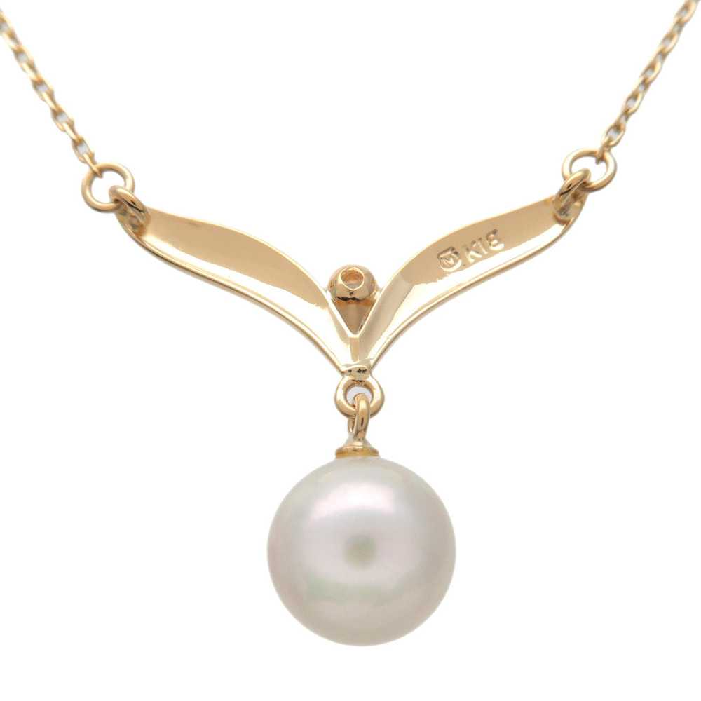 MIKIMOTO 1P Pearl 7.3mm Diamond Necklace K18YG 75… - image 2