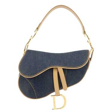 Christian Dior Saddle Bag Denim Leather Shoulder … - image 1