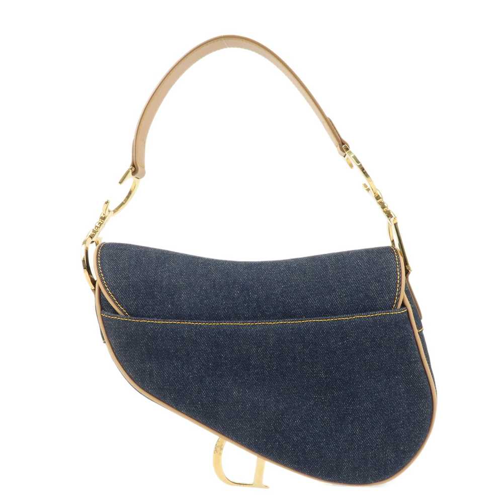 Christian Dior Saddle Bag Denim Leather Shoulder … - image 2