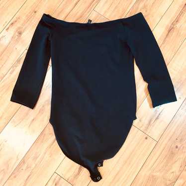 Express Black bodysuit one piece 3/4 sleeve trend… - image 1