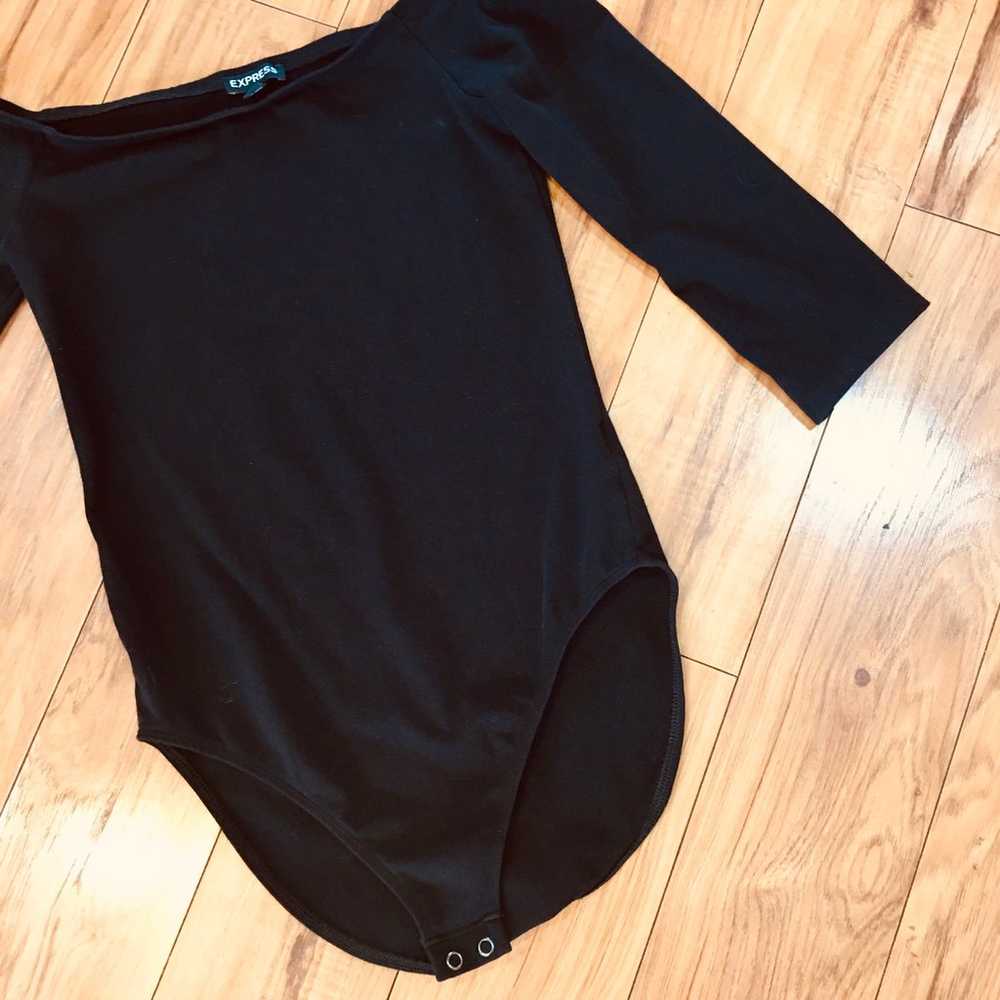 Express Black bodysuit one piece 3/4 sleeve trend… - image 2