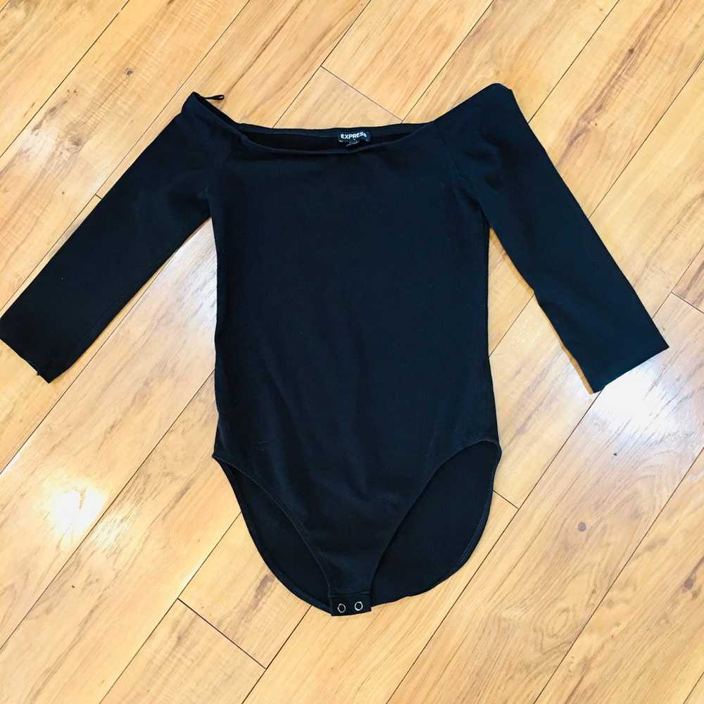 Express Black bodysuit one piece 3/4 sleeve trend… - image 3