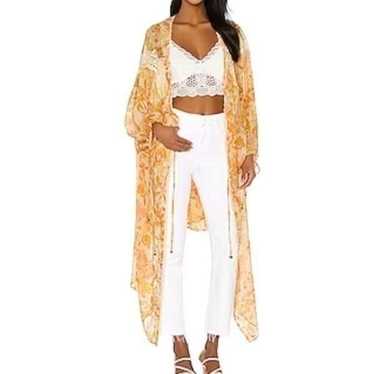 Free People Lost In Love Yellow Floral Kimono