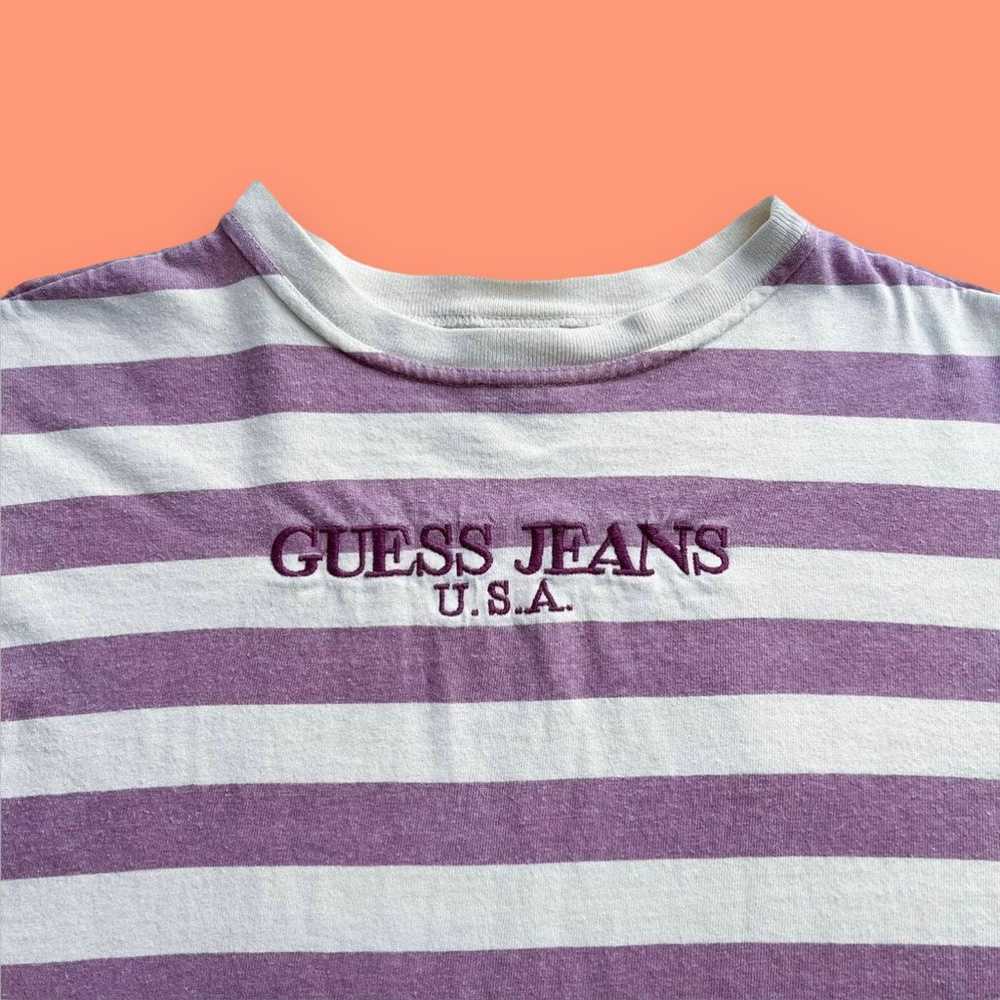 GUESS Striped Tee Shirt Crop Top Vintage Large St… - image 4