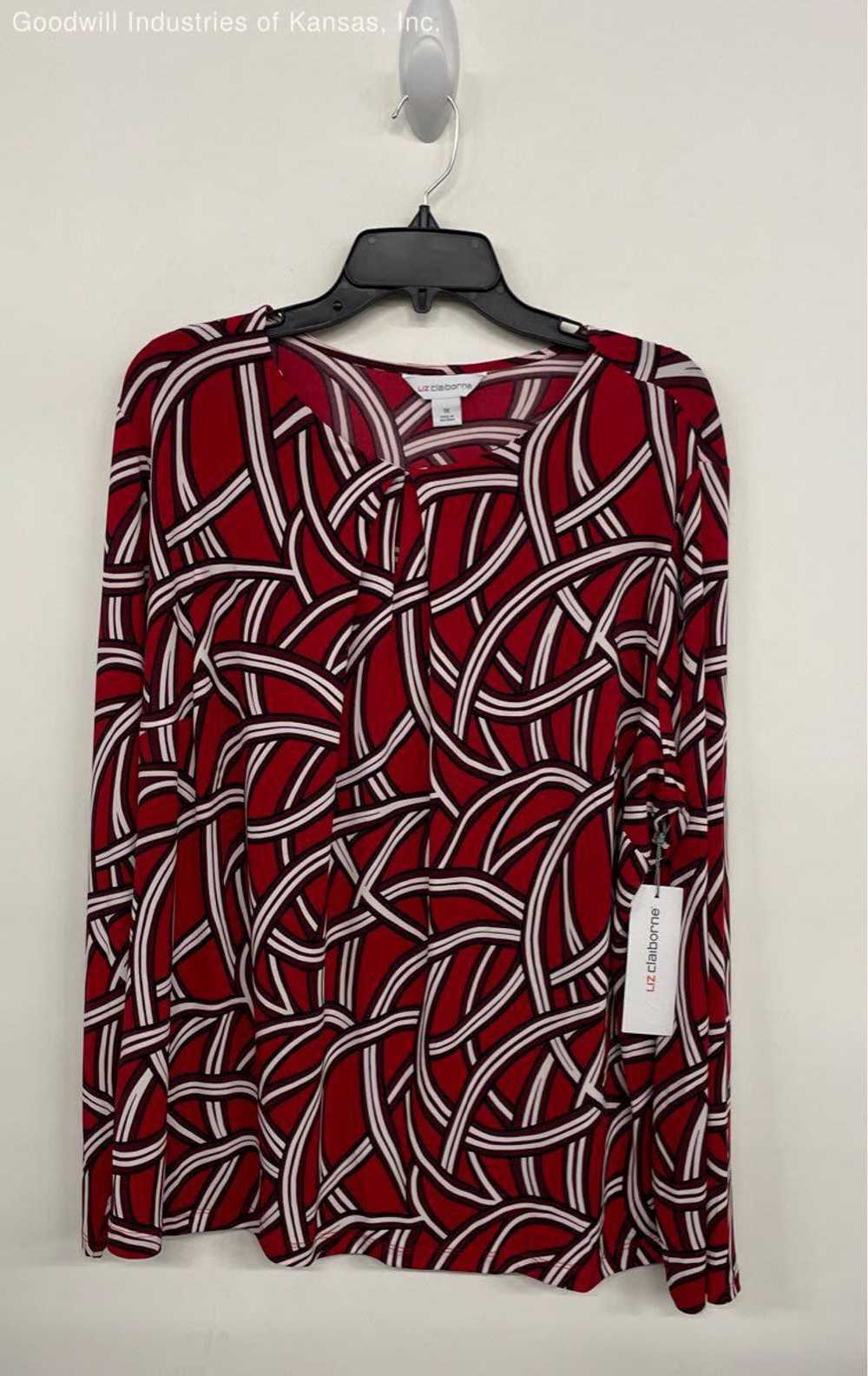 Liz Claiborne Red GEO Patterned Blouse NWT - Size… - image 1