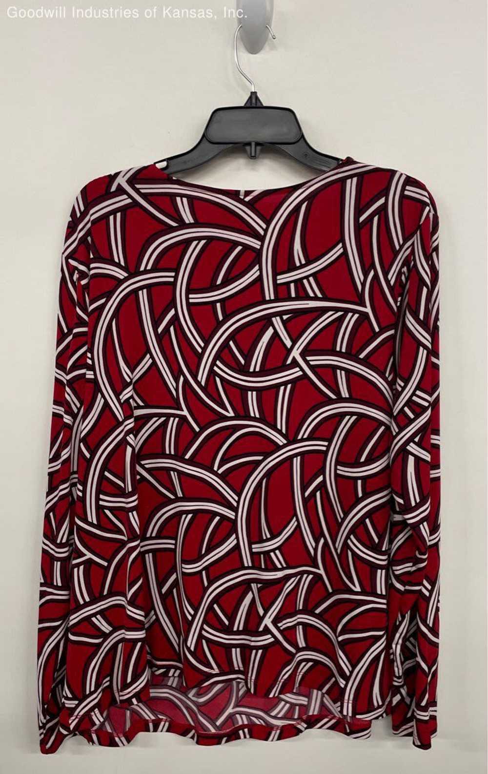 Liz Claiborne Red GEO Patterned Blouse NWT - Size… - image 2