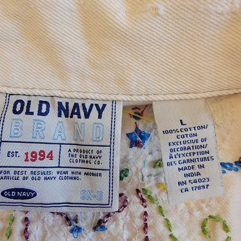 Old Navy Embroidered 1994 Women's beige Jean Jack… - image 6