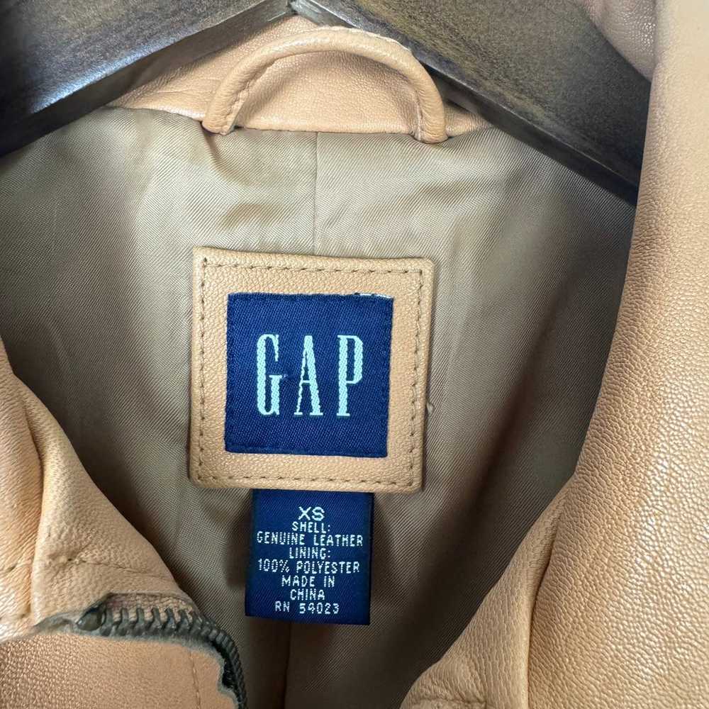 GAP Y2K 2001 Light Camel Tan Genuine Leather Zip … - image 11