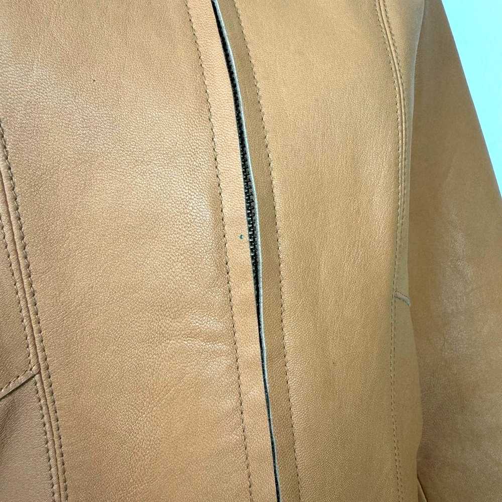 GAP Y2K 2001 Light Camel Tan Genuine Leather Zip … - image 8