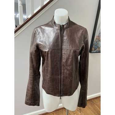 M0851 Genuine Leather Women's Full Zip Collarless… - image 1