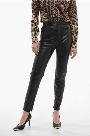 Celine og1mm0624 Zipped Leather Pants in Black