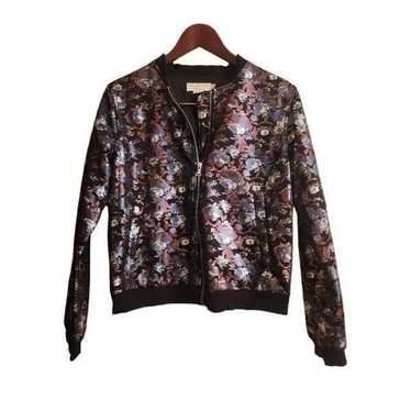 Molly Bracken premium shimmer floral bomber jacket