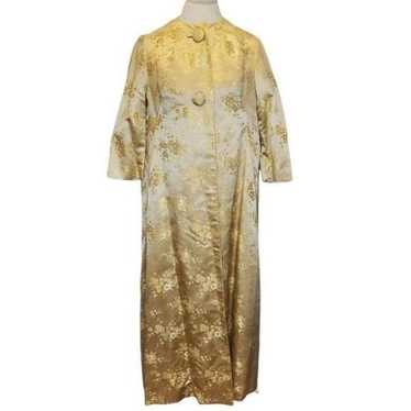 Vintage Mod Satin Overcoat Duster Champagne Gold A