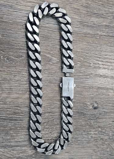 Saint Laurent Paris Silver Curb Chain Necklace