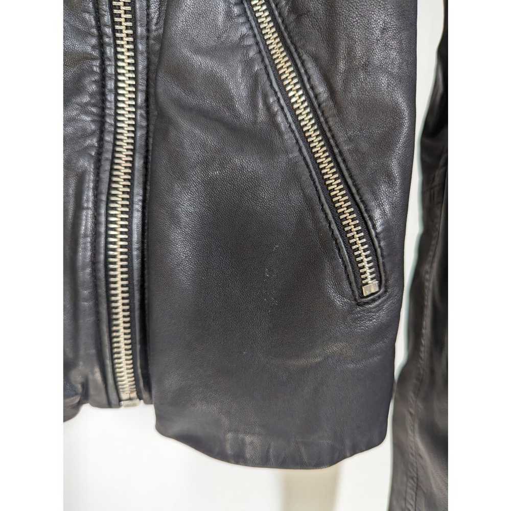 Madewell Washed Leather Motorcycle Jacket Black S… - image 3