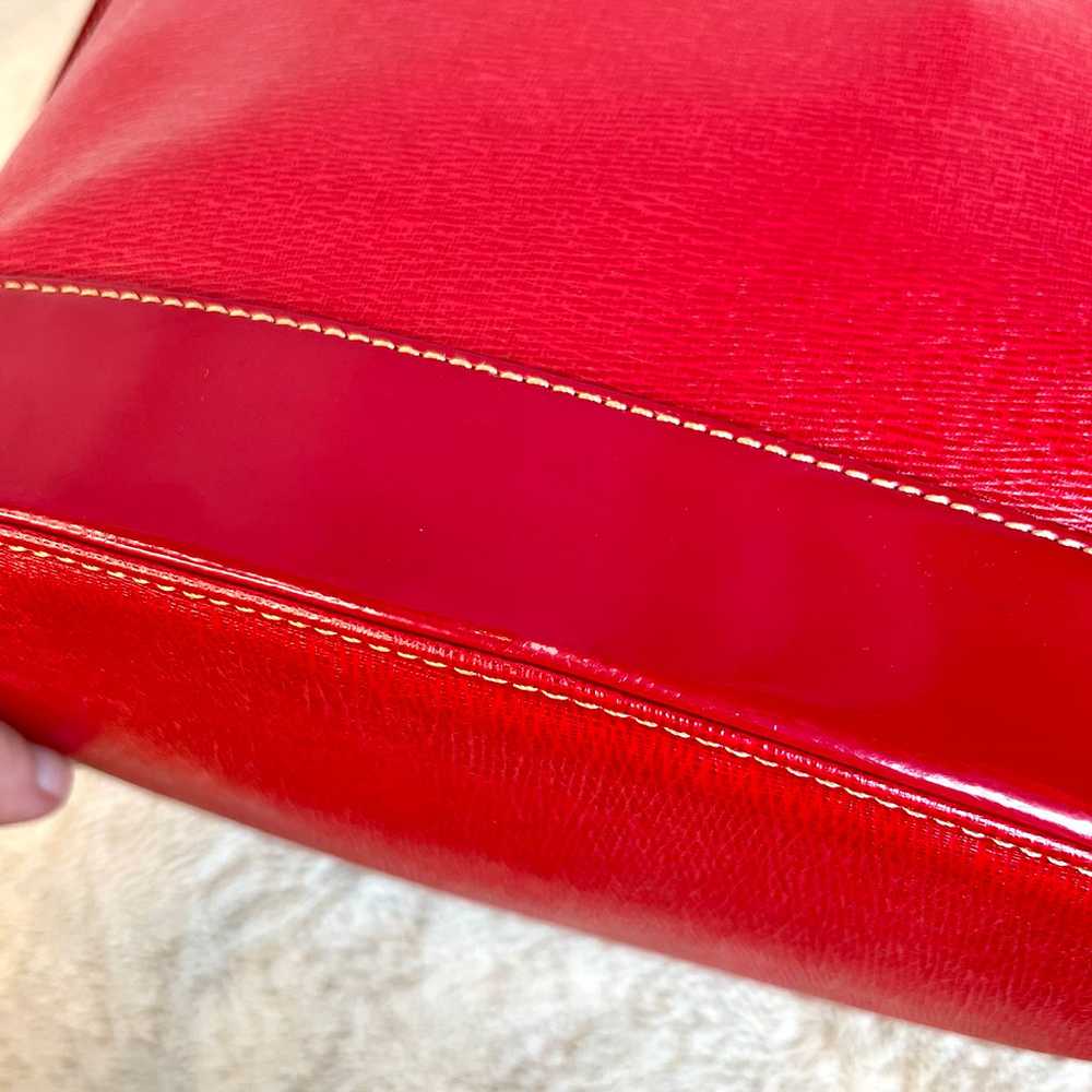 Rare Vintage Burberry Red Leather Bucket Shoulder… - image 11