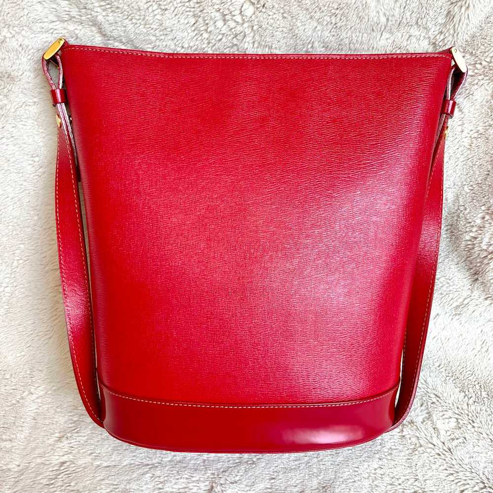 Rare Vintage Burberry Red Leather Bucket Shoulder… - image 4