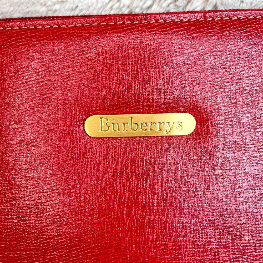 Rare Vintage Burberry Red Leather Bucket Shoulder… - image 5