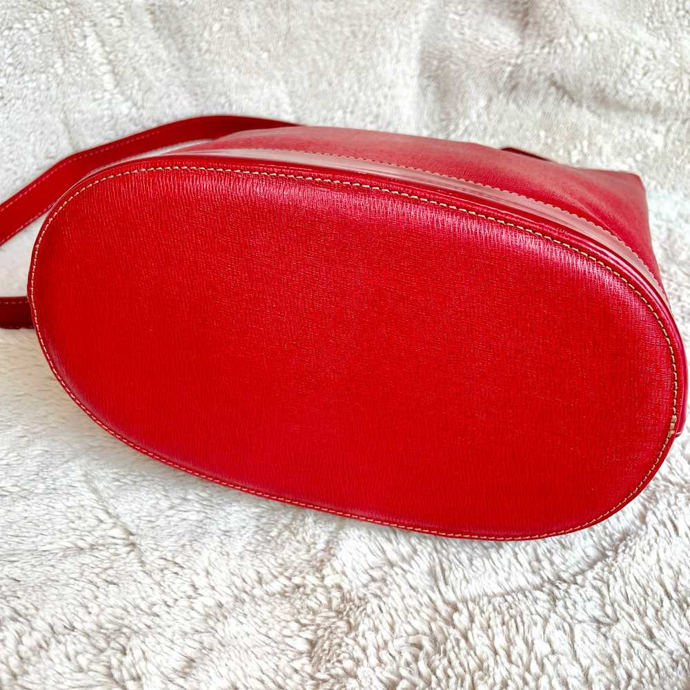 Rare Vintage Burberry Red Leather Bucket Shoulder… - image 7