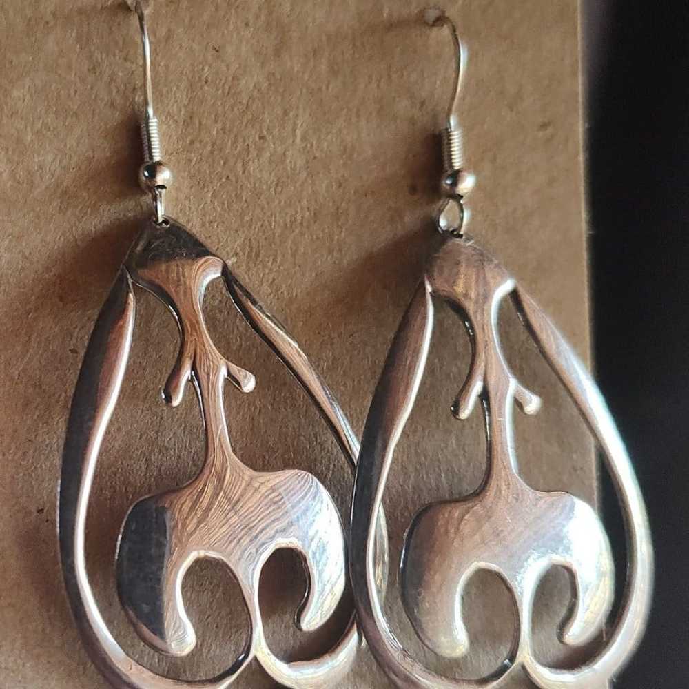 VINTAGE! UNIQUE! STERLING SILVER EARRINGS - image 2