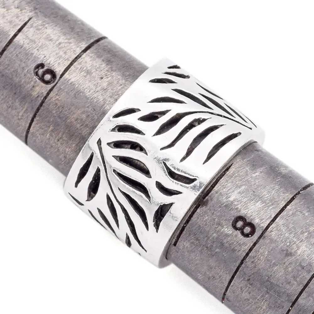 Estate Sterling Silver Leaf Openwork Cuff Bracele… - image 5