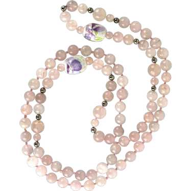 Vintage Chinese Export Rose Quartz Beaded Necklace