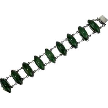 Vintage Sterling Silver Jasper Link Bracelet - image 1