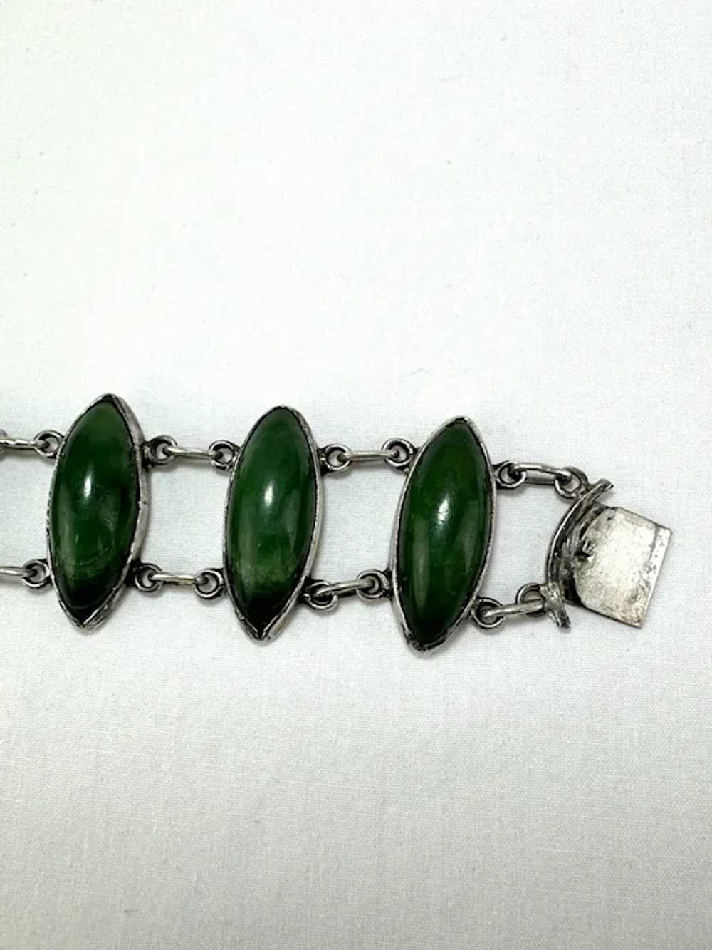 Vintage Sterling Silver Jasper Link Bracelet - image 2