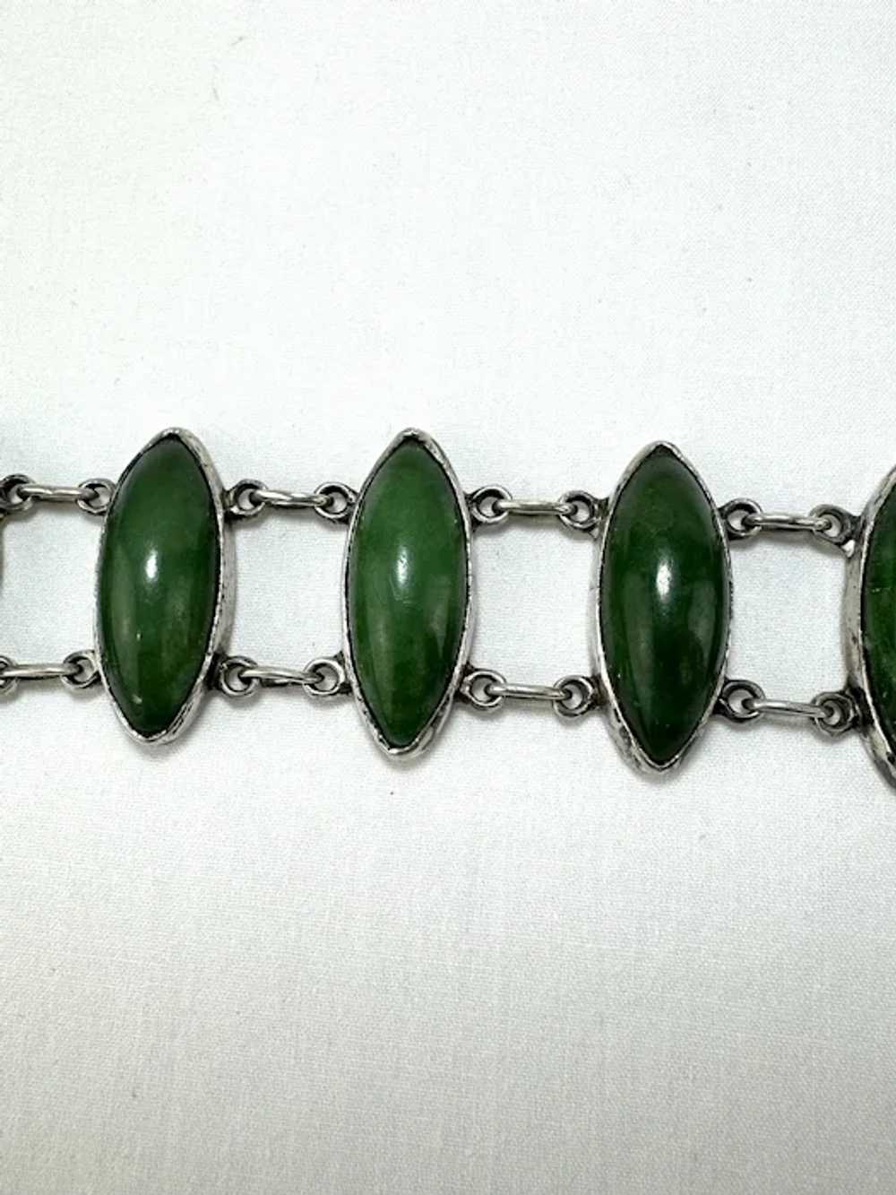 Vintage Sterling Silver Jasper Link Bracelet - image 3