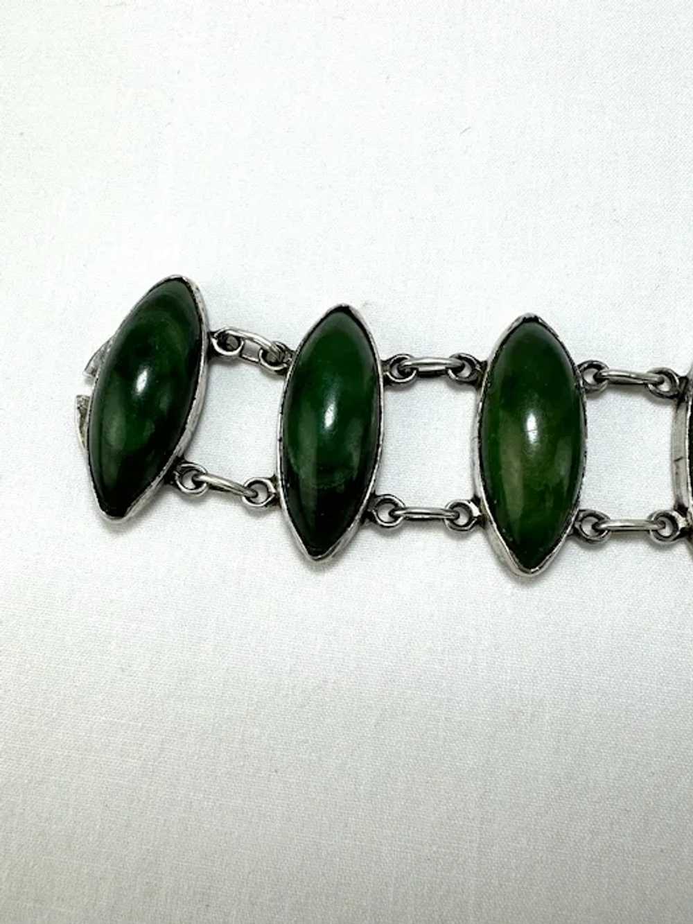 Vintage Sterling Silver Jasper Link Bracelet - image 4